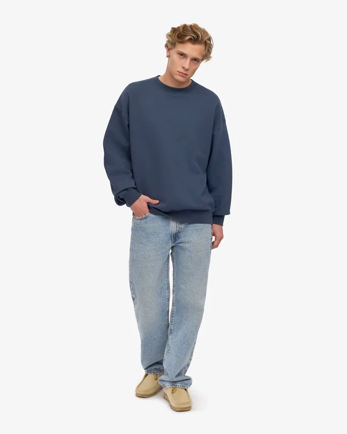 Ekologisk oversized-tröja – petrolblå