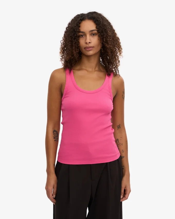 Ekologisk ribbad linne för dam – Bubblegum Pink