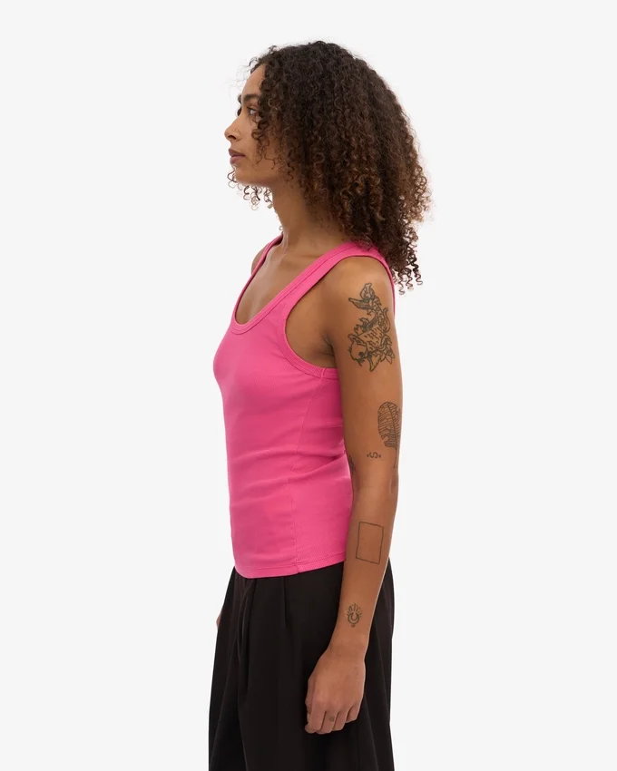 Ekologisk ribbad linne för dam – Bubblegum Pink