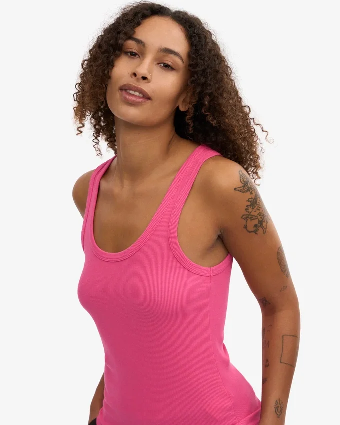 Ekologisk ribbad linne för dam – Bubblegum Pink
