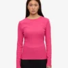 Ekologisk ribbad långärmad T-shirt för dam – Bubblegum Pink