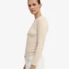 Ekologisk ribbad långärmad T-shirt för dam – Ivory White