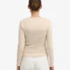 Ekologisk ribbad långärmad T-shirt för dam – Ivory White