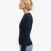 Ekologisk ribbad långärmad T-shirt för dam – marinblå