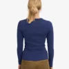 Ekologisk ribbad långärmad T-shirt för dam – marinblå