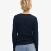 Ekologisk ribbad långärmad T-shirt för dam – marinblå