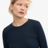 Ekologisk ribbad långärmad T-shirt för dam – marinblå