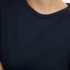 Ekologisk ribbad långärmad T-shirt för dam – marinblå