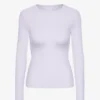 Ekologisk ribbad långärmad T-shirt för dam – Soft Lavender