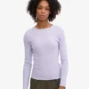 Ekologisk ribbad långärmad T-shirt för dam – Soft Lavender