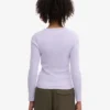 Ekologisk ribbad långärmad T-shirt för dam – Soft Lavender