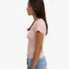 Ekologisk ribbad T-shirt – blekt rosa
