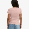 Ekologisk ribbad T-shirt – blekt rosa