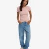Ekologisk ribbad T-shirt – blekt rosa