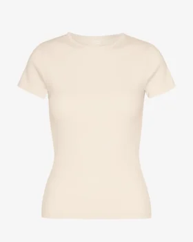 Ekologisk ribbad T-shirt – elfenbensvit