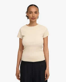 Ekologisk ribbad T-shirt – elfenbensvit