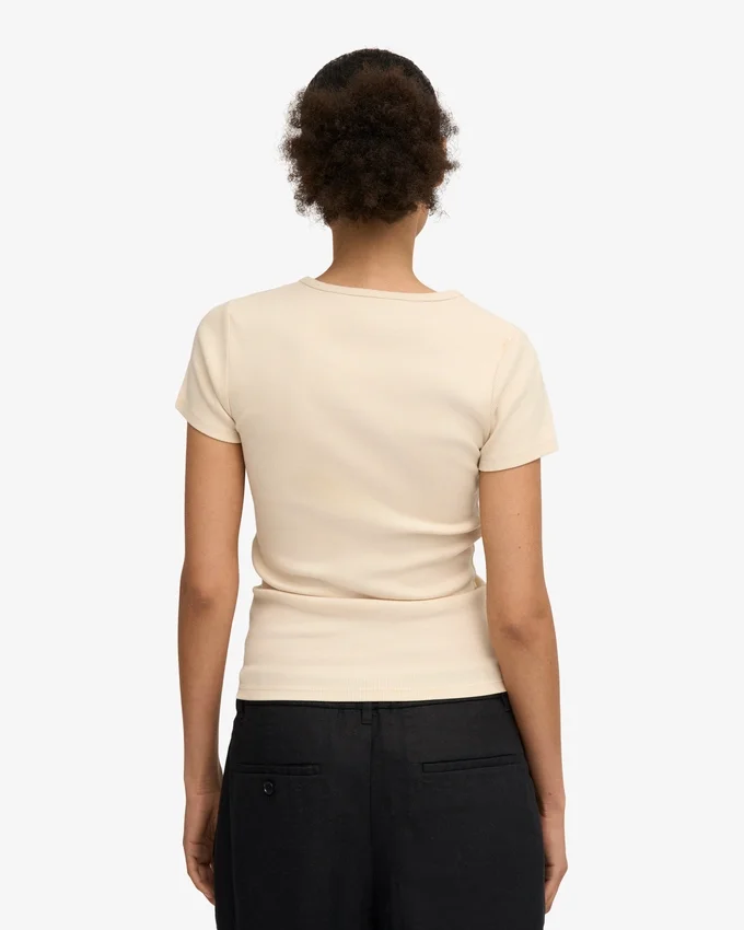 Ekologisk ribbad T-shirt – elfenbensvit