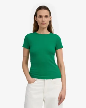 Ekologisk ribbad T-shirt – kellygrön