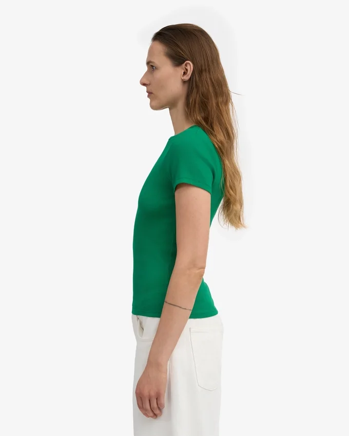 Ekologisk ribbad T-shirt – kellygrön