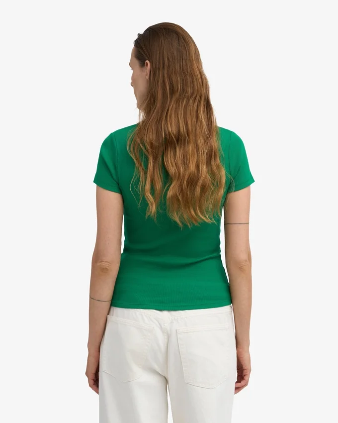 Ekologisk ribbad T-shirt – kellygrön