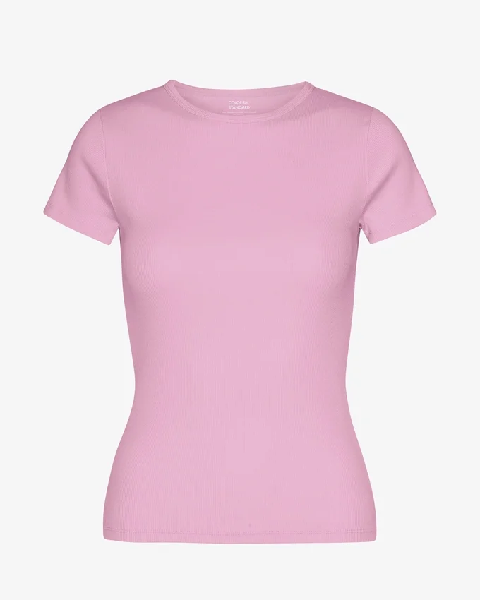 Ekologisk ribbad T-shirt – körsbärsblom