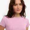 Ekologisk ribbad T-shirt – körsbärsblom