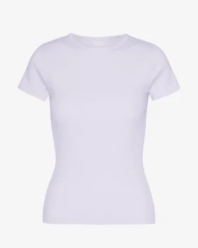 Ekologisk ribbad T-shirt – ljus lavendel