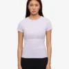 Ekologisk ribbad T-shirt – ljus lavendel