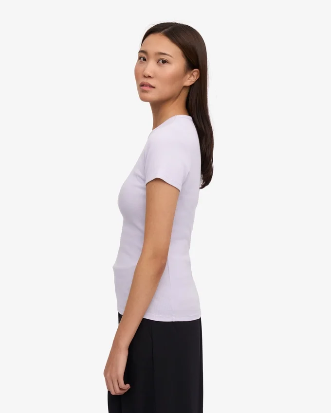 Ekologisk ribbad T-shirt – ljus lavendel