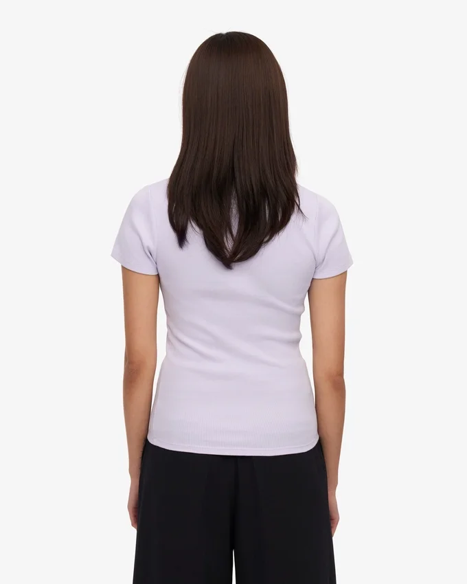 Ekologisk ribbad T-shirt – ljus lavendel