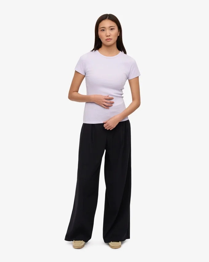 Ekologisk ribbad T-shirt – ljus lavendel