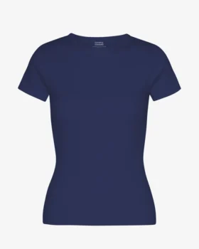 Ekologisk ribbad T-shirt – marinblå