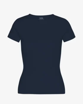 Ekologisk ribbad T-shirt – marinblå