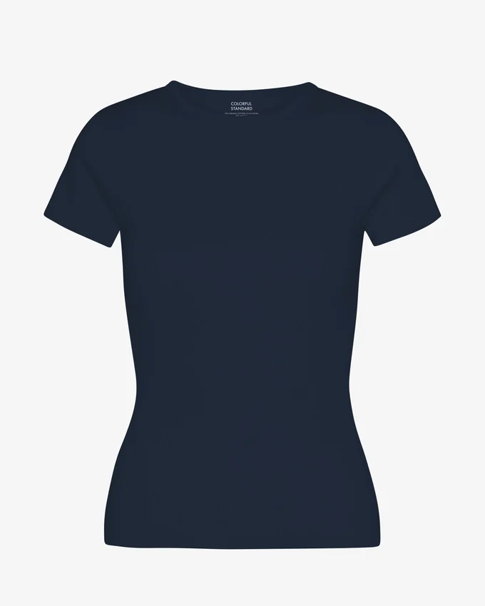 Ekologisk ribbad T-shirt – marinblå