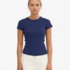 Ekologisk ribbad T-shirt – marinblå