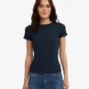 Ekologisk ribbad T-shirt – marinblå
