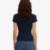 Ekologisk ribbad T-shirt – marinblå