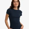 Ekologisk ribbad T-shirt – marinblå