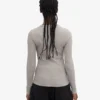 Ekologisk ribbad T-shirt med lång ärm för dam – melerad grå
