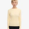 Ekologisk ribbad T-shirt med lång ärm för dam – mjukgul