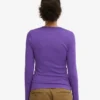 Ekologisk ribbad T-shirt med lång ärm för dam – ultraviolett