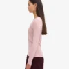 Ekologisk ribbad T-shirt med långa ärmar för dam – blekt rosa