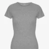 Ekologisk ribbad T-shirt – melerad grå
