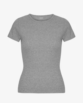 Ekologisk ribbad T-shirt – melerad grå