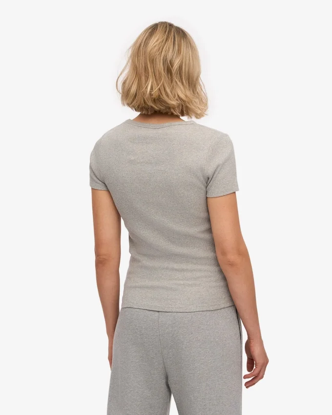Ekologisk ribbad T-shirt – melerad grå