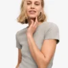 Ekologisk ribbad T-shirt – melerad grå
