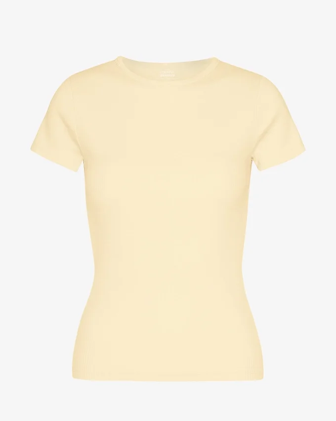 Ekologisk ribbad T-shirt – mjukgul