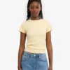 Ekologisk ribbad T-shirt – mjukgul