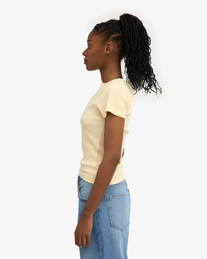Ekologisk ribbad T-shirt – mjukgul