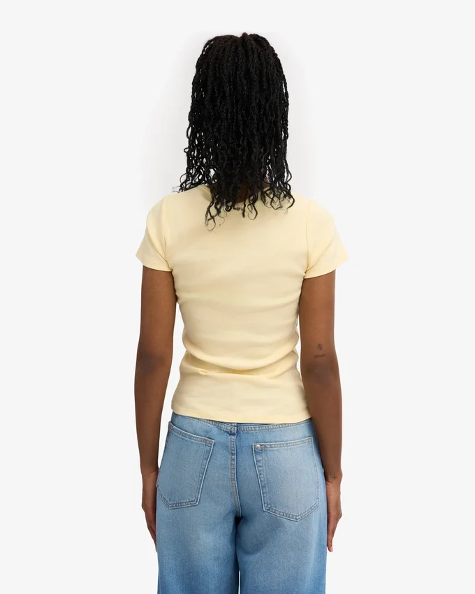 Ekologisk ribbad T-shirt – mjukgul